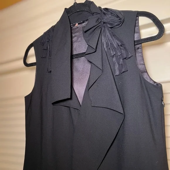 Elie Tahari Sleeveless Wool Dress Blazer Asymmetrical Ruffle Neckline size 2 - Picture 8 of 11